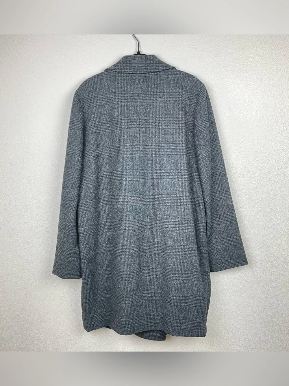 J.Crew Women's 10 Gray Plaid 100% Wool Blend Overcoat Highneck Posh Academia - Picture 13 of 16